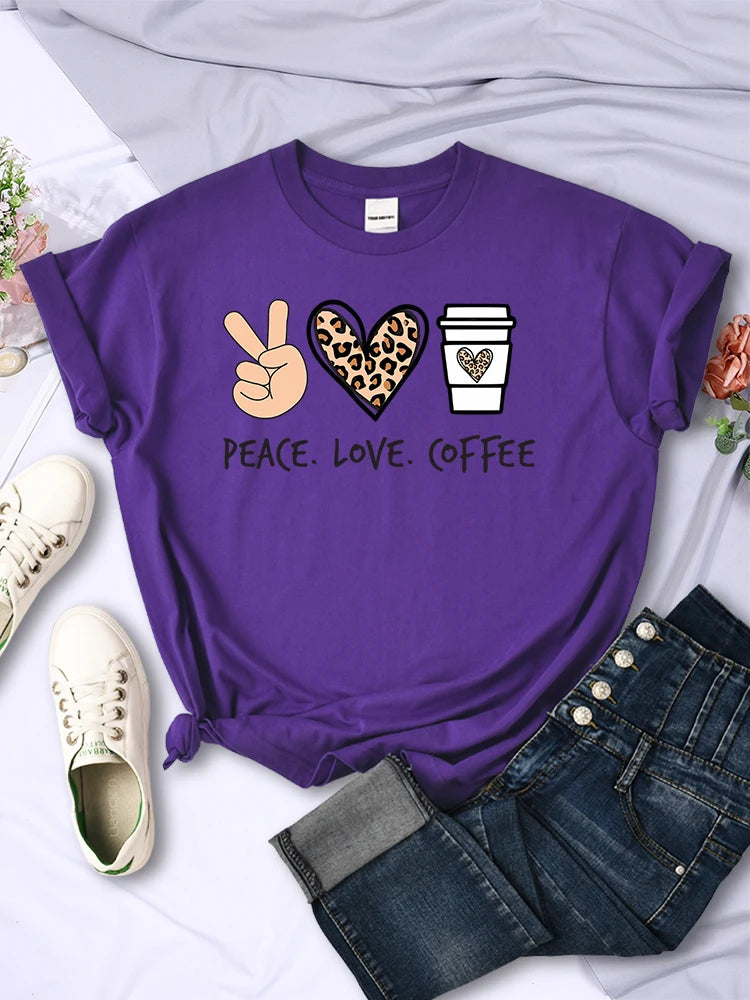 Peace Love Coffee Graphic Tee for Women