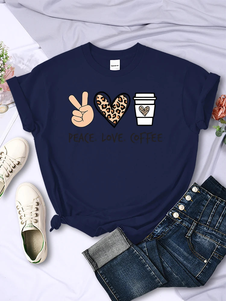Peace Love Coffee Graphic Tee for Women