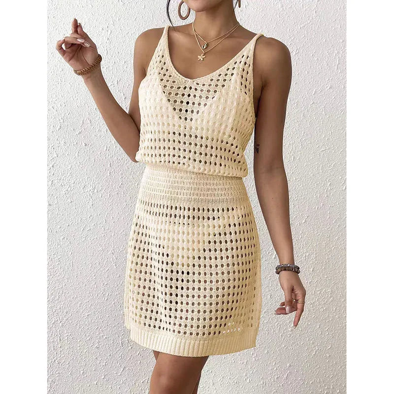 Shintimes Women Sexy Strappy Knitted Bodycon Mini Dress