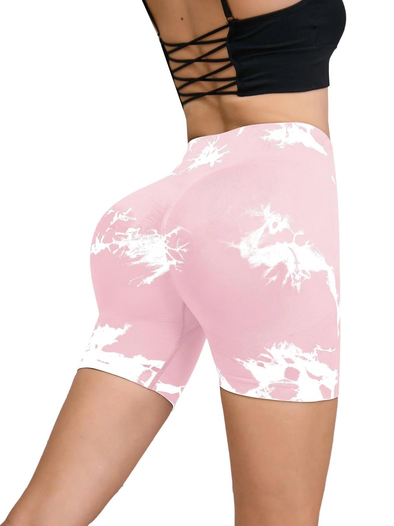 Tie-Dye High Waist Seamless Fitness Shorts for Women