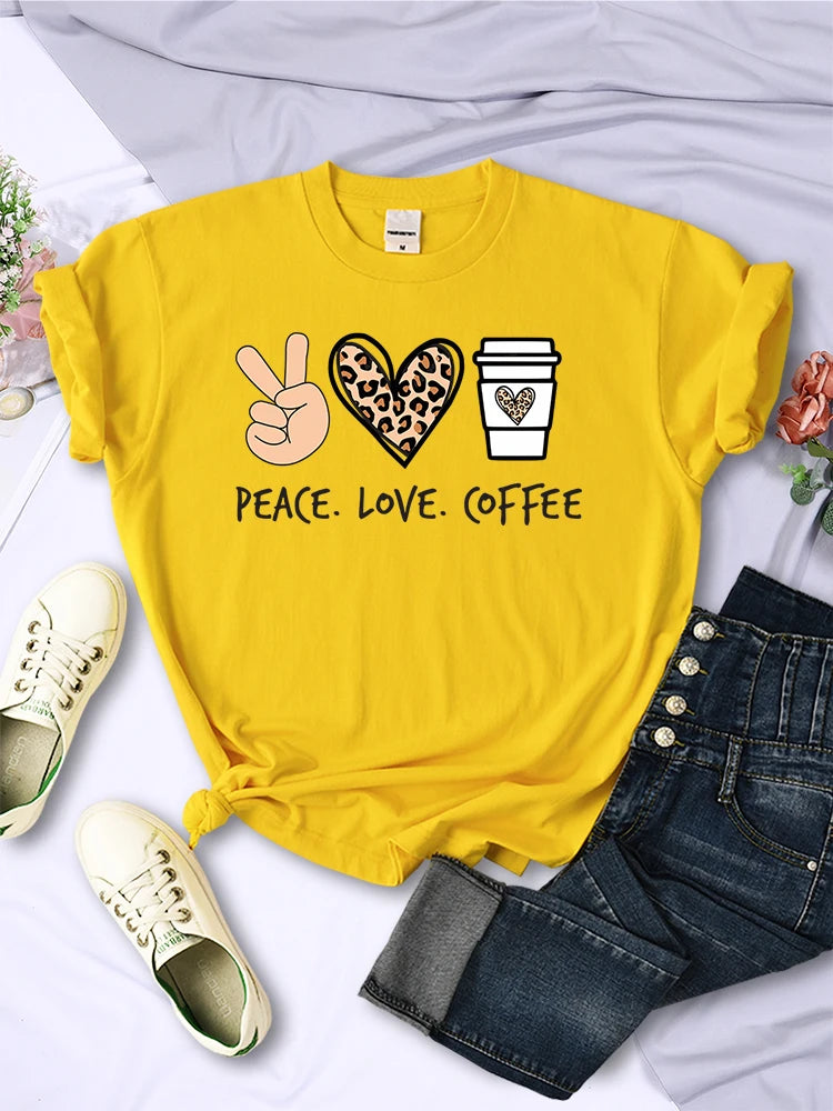 Peace Love Coffee Graphic Tee for Women