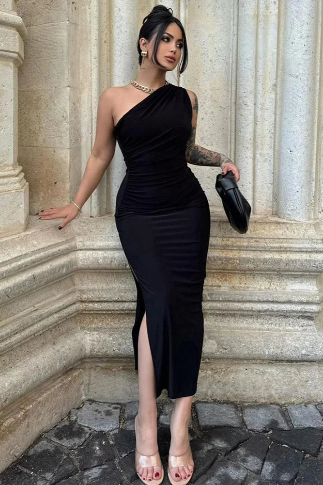 Summer Black Sleeveless Split Maxi Dress Sexy, Slim & Elegant