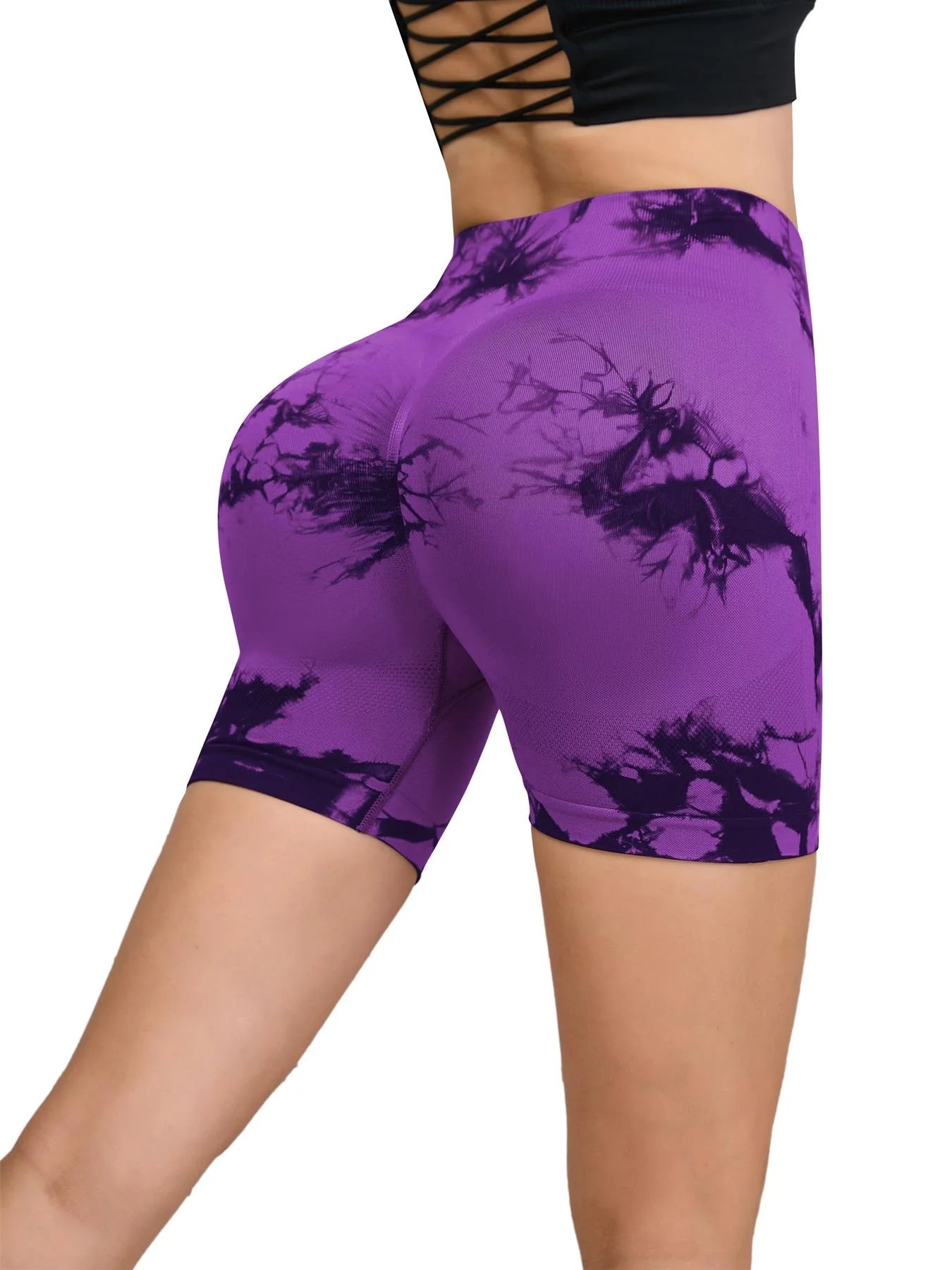 Tie-Dye High Waist Seamless Fitness Shorts for Women