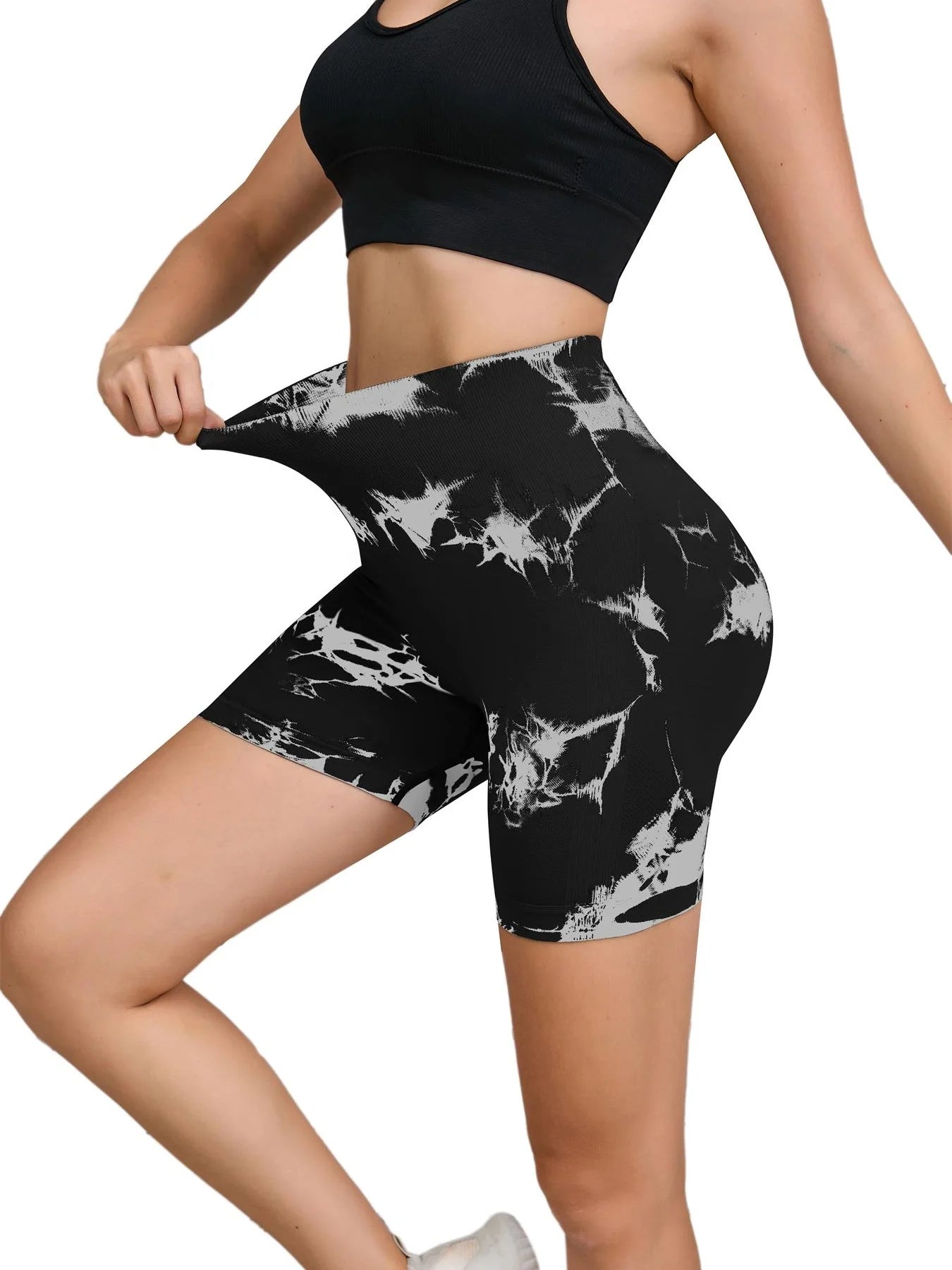 Tie-Dye High Waist Seamless Fitness Shorts for Women