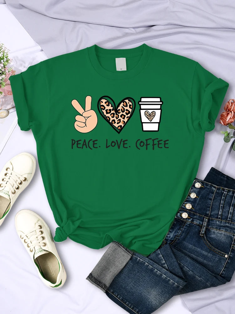 Peace Love Coffee Graphic Tee for Women