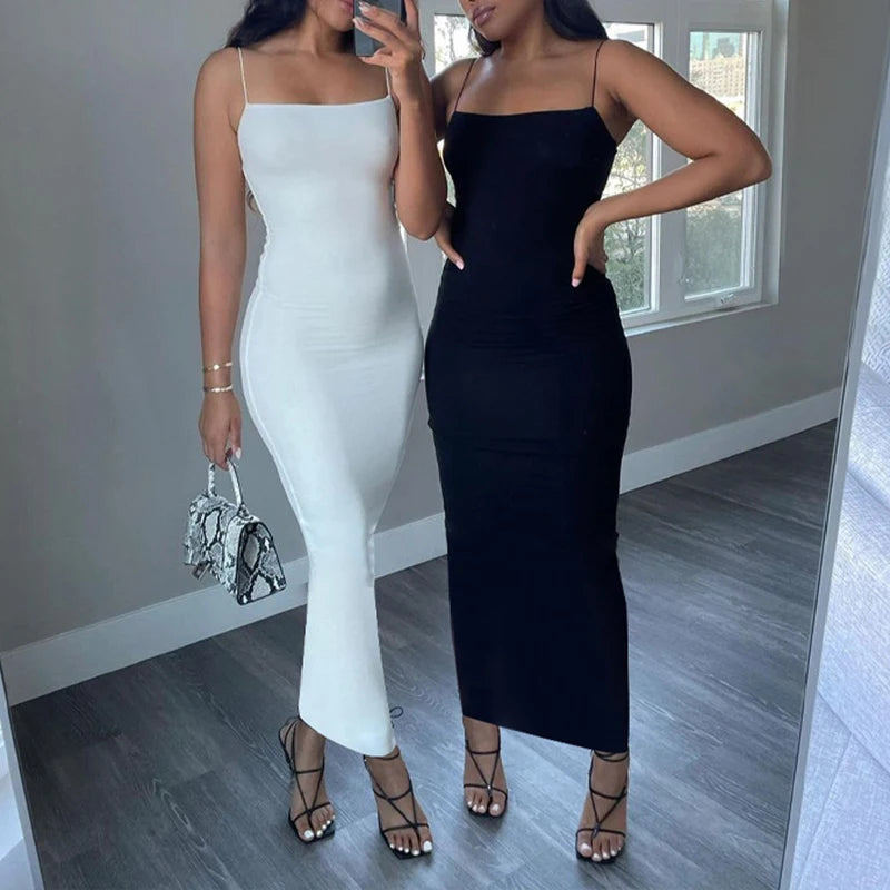 Summer Black Sleeveless Backless Bodycon Dress Casual & Party Wear