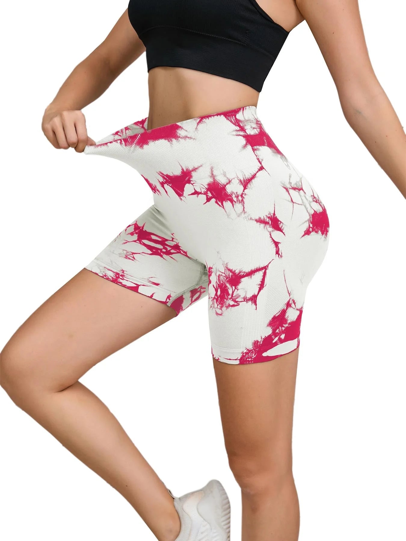Tie-Dye High Waist Seamless Fitness Shorts for Women