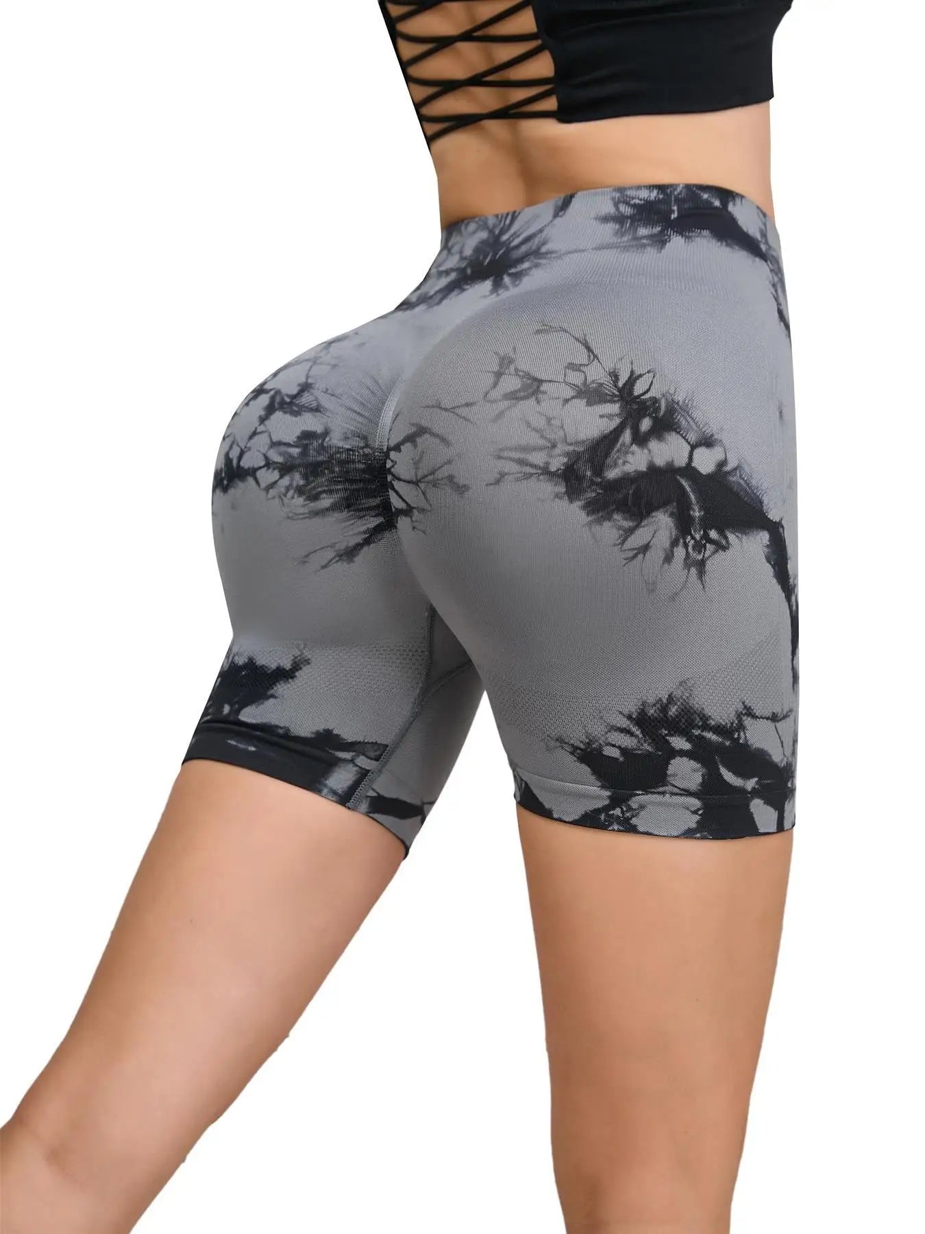 Tie-Dye High Waist Seamless Fitness Shorts for Women