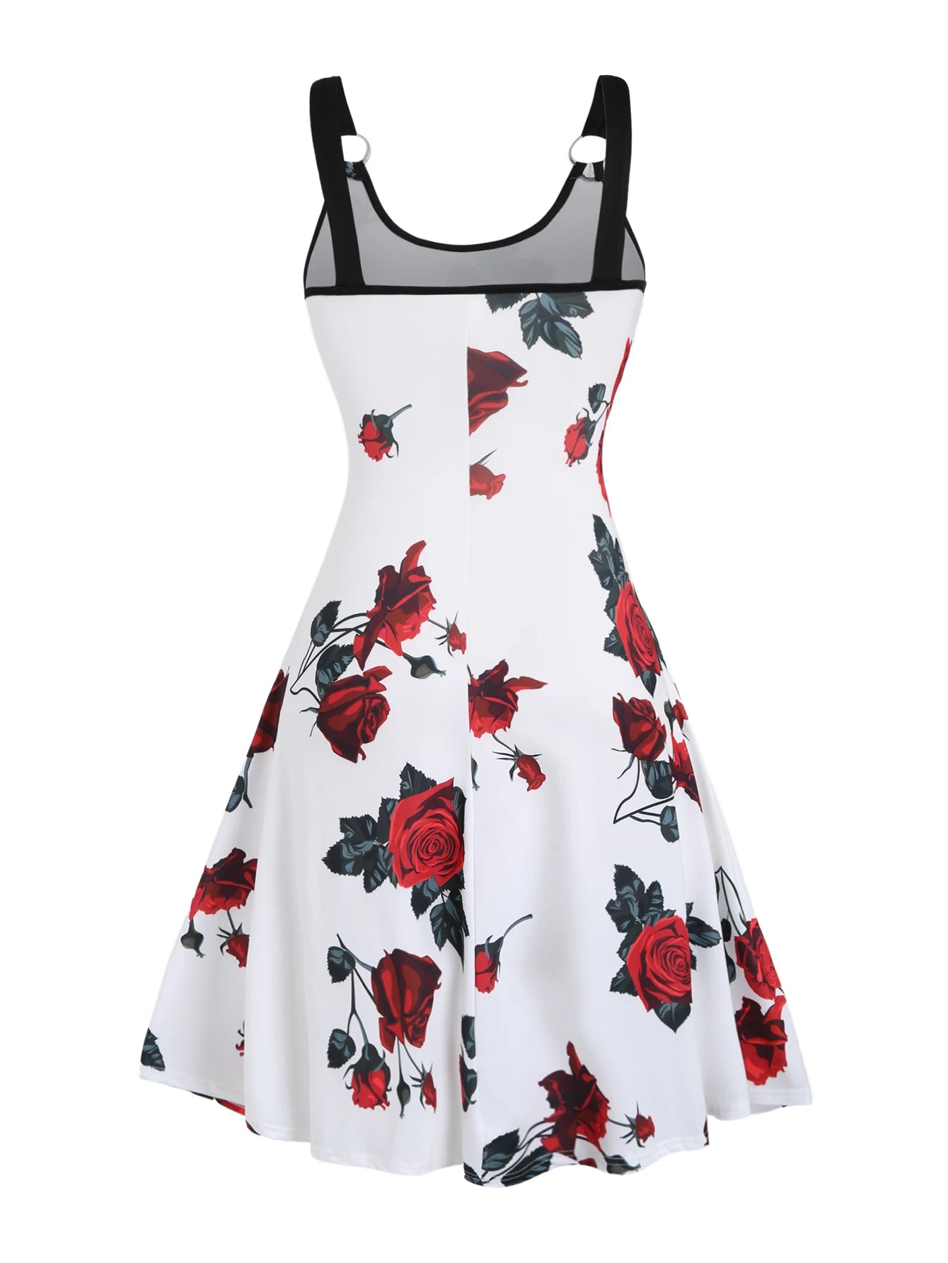 2024 Plus Size Women’s Sexy Rose Print Spring/Summer Suspender Dress