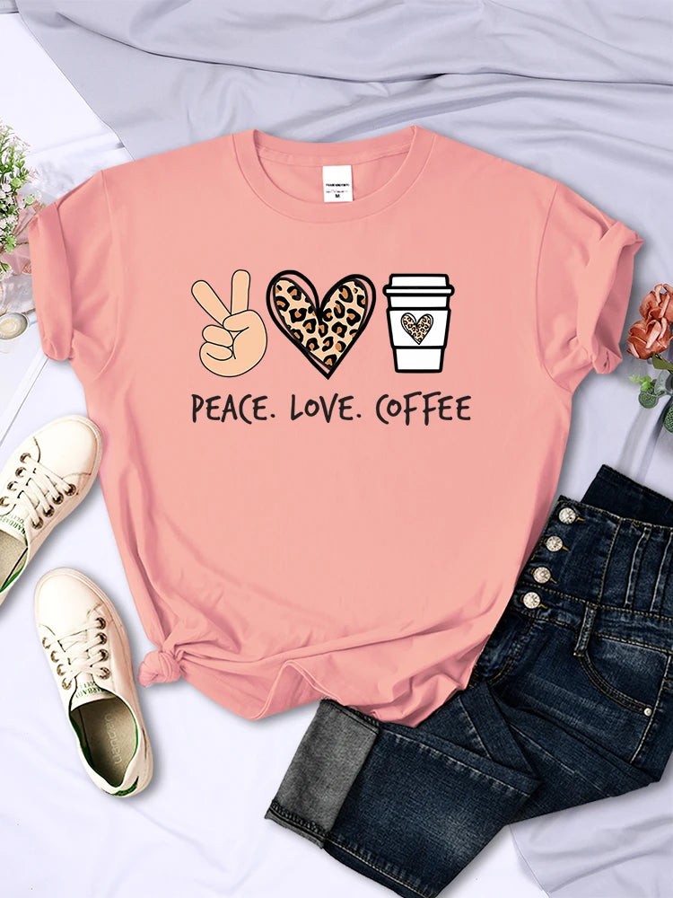 Peace Love Coffee Graphic Tee for Women