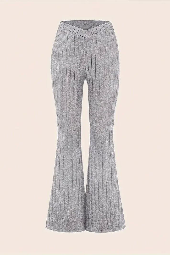 Women's Ribbed Flare Pants Slim Fit, Spring/Fall Casual