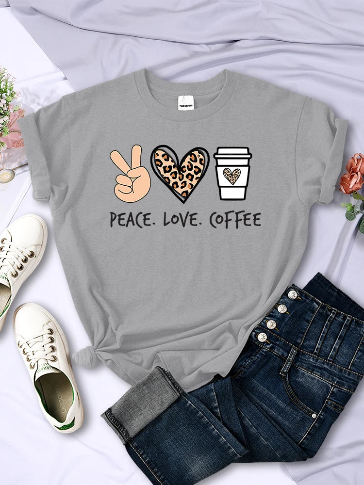 Peace Love Coffee Graphic Tee for Women