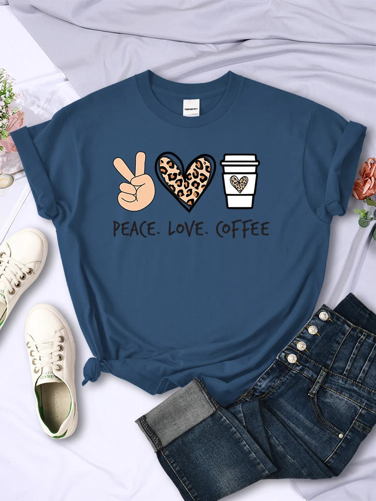 Peace Love Coffee Graphic Tee for Women