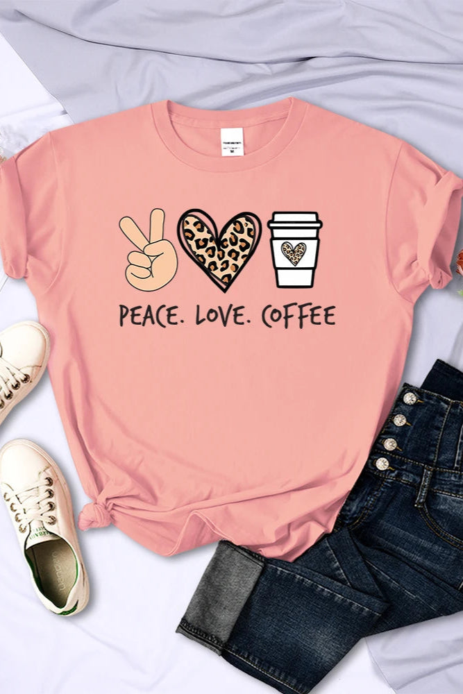 Peace Love Coffee Graphic Tee for Women