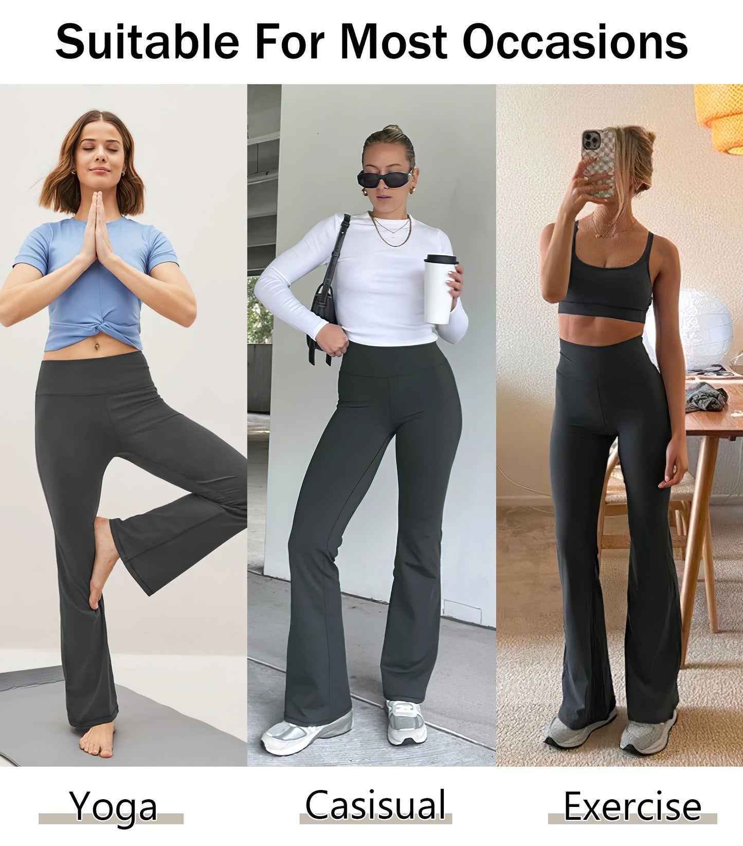 Women’s High Waist Wide Leg Yoga Leggings with Pockets