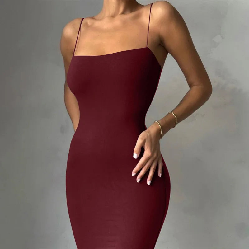 Summer Black Sleeveless Backless Bodycon Dress Casual & Party Wear