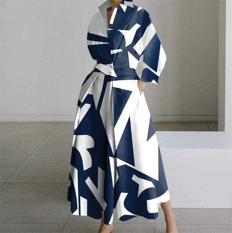 Plus Size Summer Shirt Dress Elegant Oil Painting Style