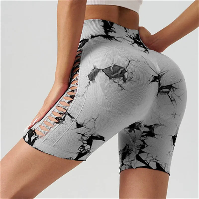 Tie-Dye High Waist Seamless Fitness Shorts for Women