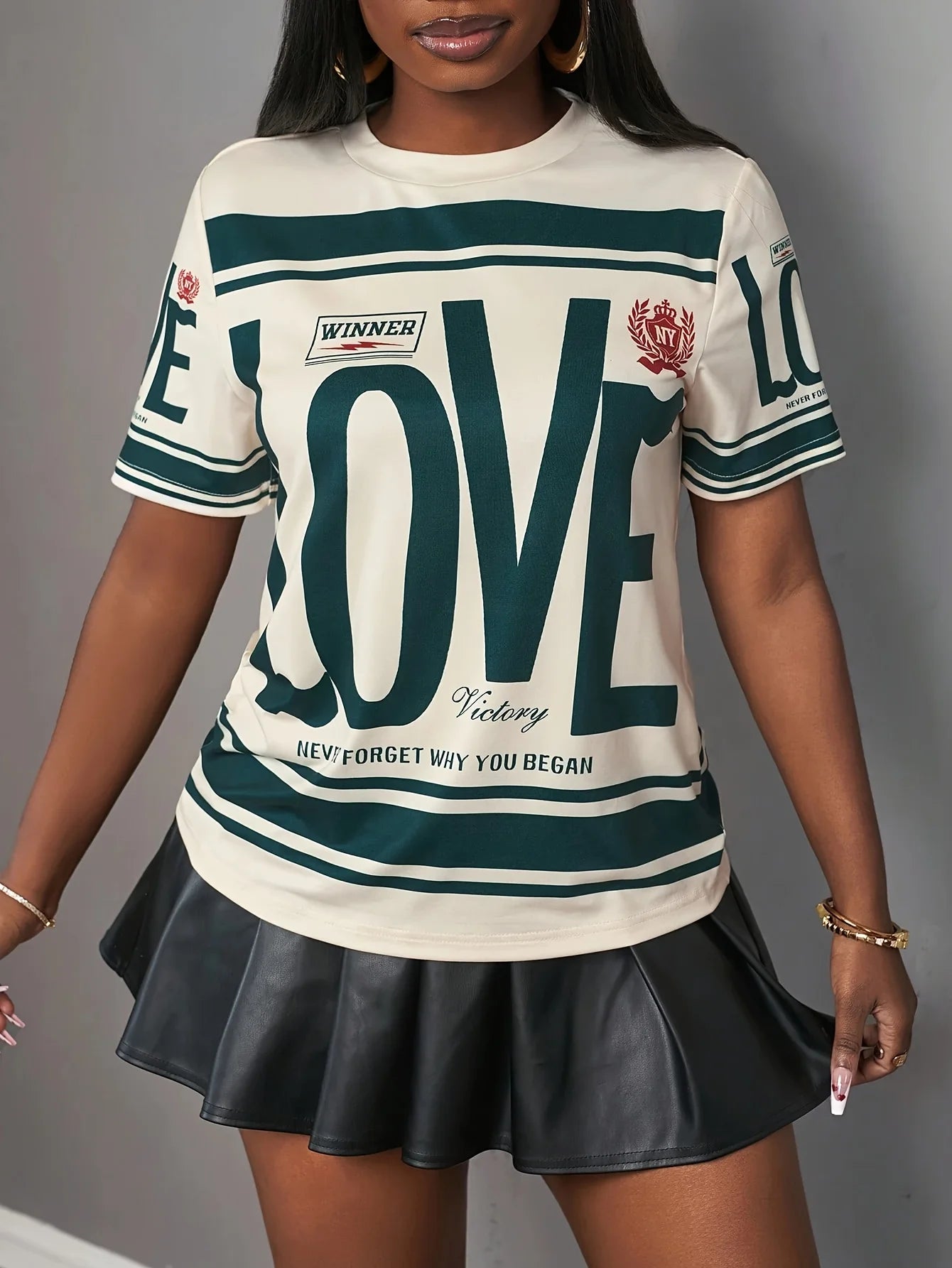 Summer Quick Dry Loose Fit Women’s LOVE Print O Neck T-Shirt