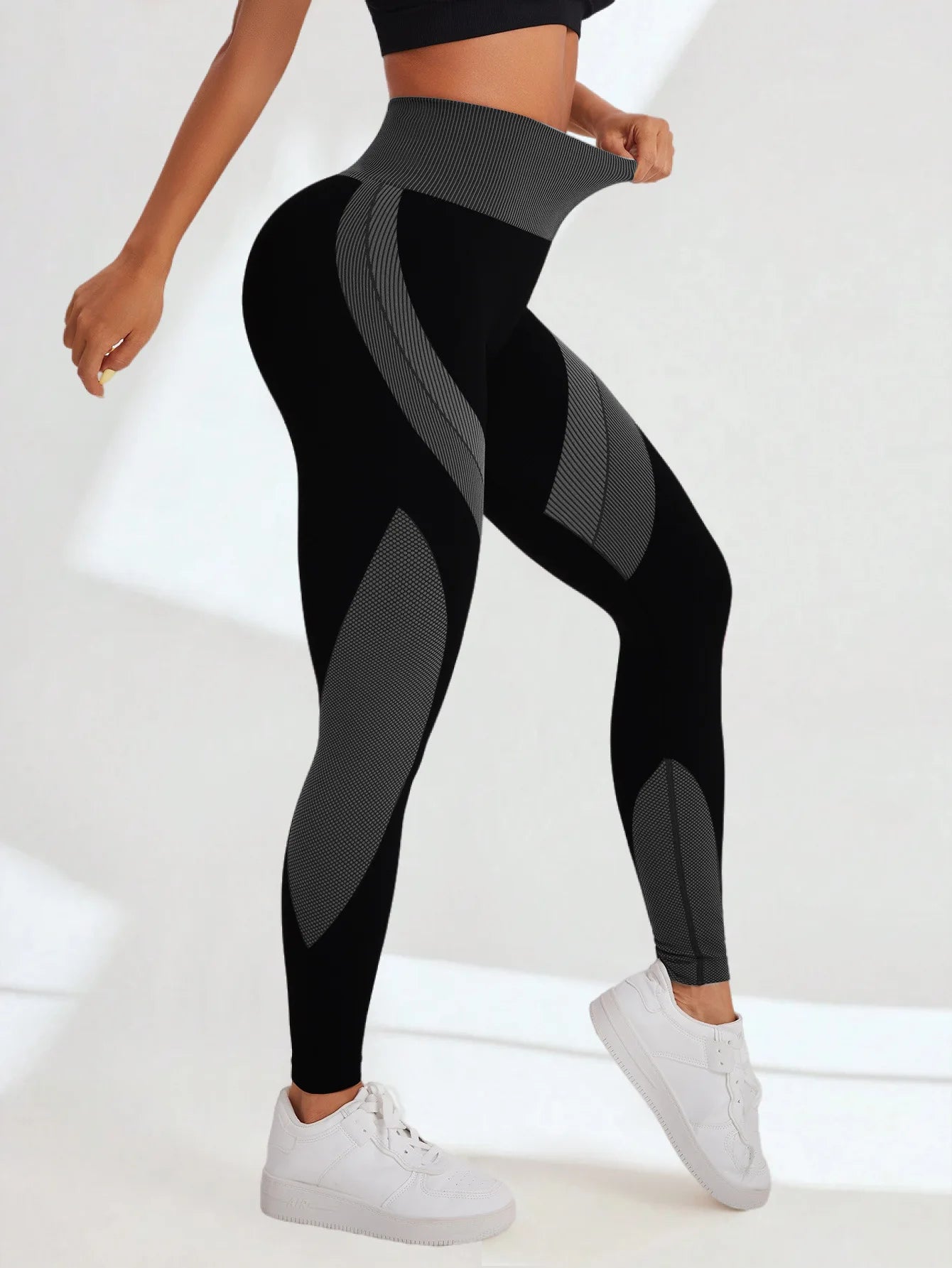 Women's High Waist Seamless Colorblock Yoga Leggings Stretchy, Breathable, Butt Lifting