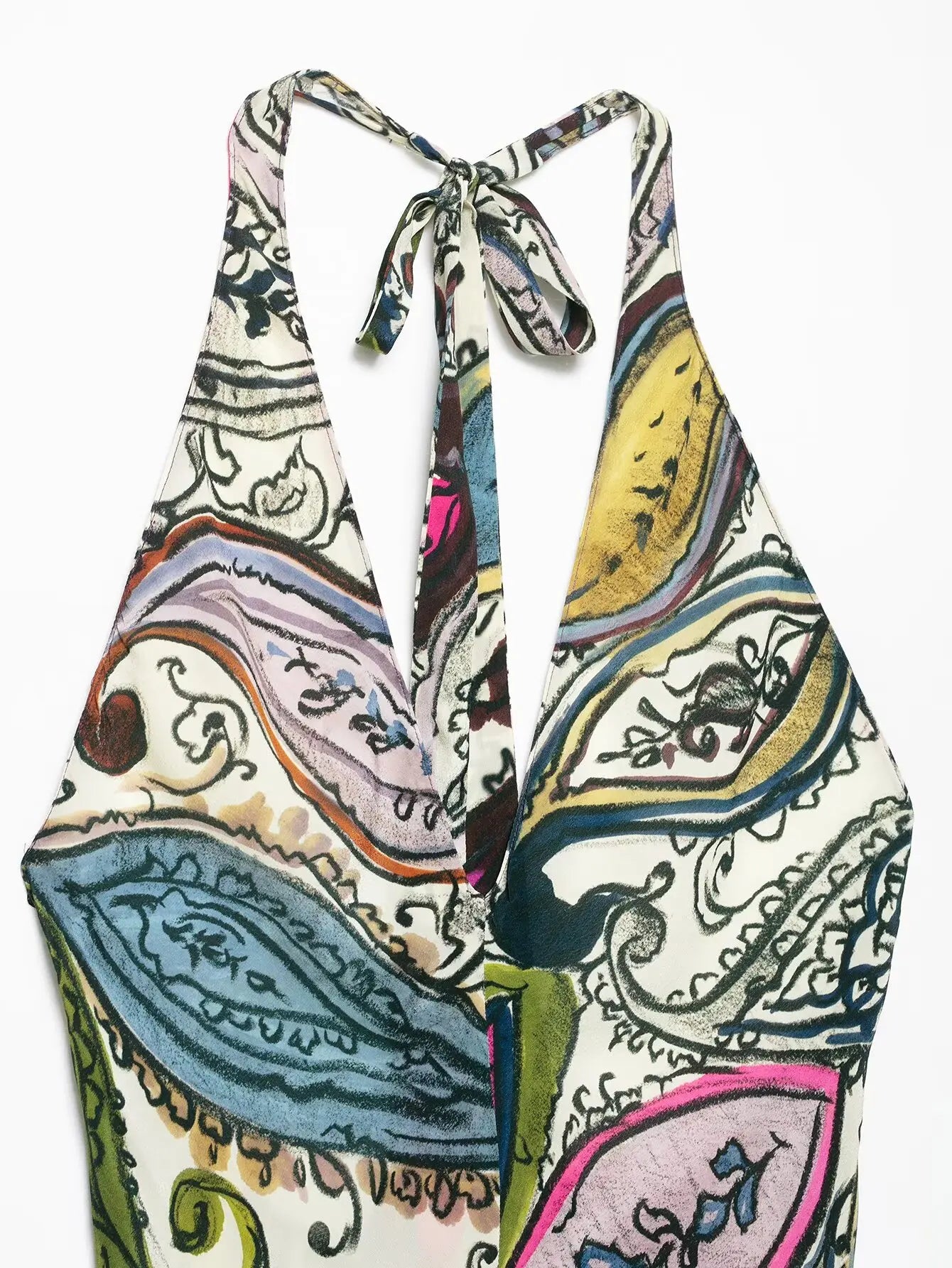 2025 Summer Printed Halter Neck Backless Holiday Dress