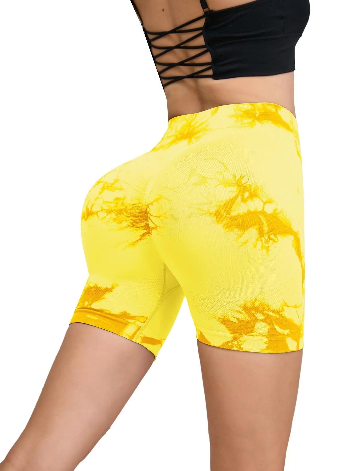 Tie-Dye High Waist Seamless Fitness Shorts for Women