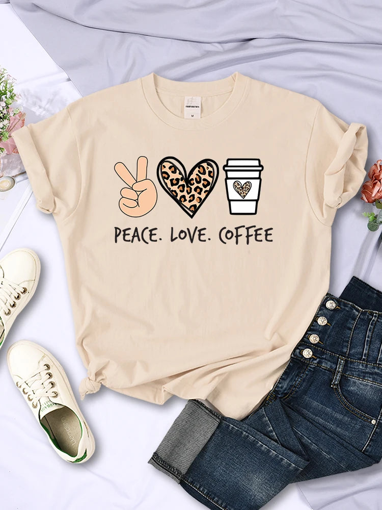 Peace Love Coffee Graphic Tee for Women