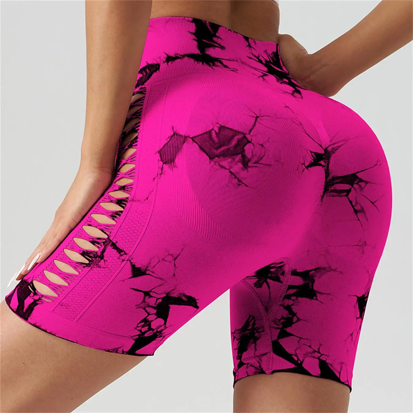 Tie-Dye High Waist Seamless Fitness Shorts for Women