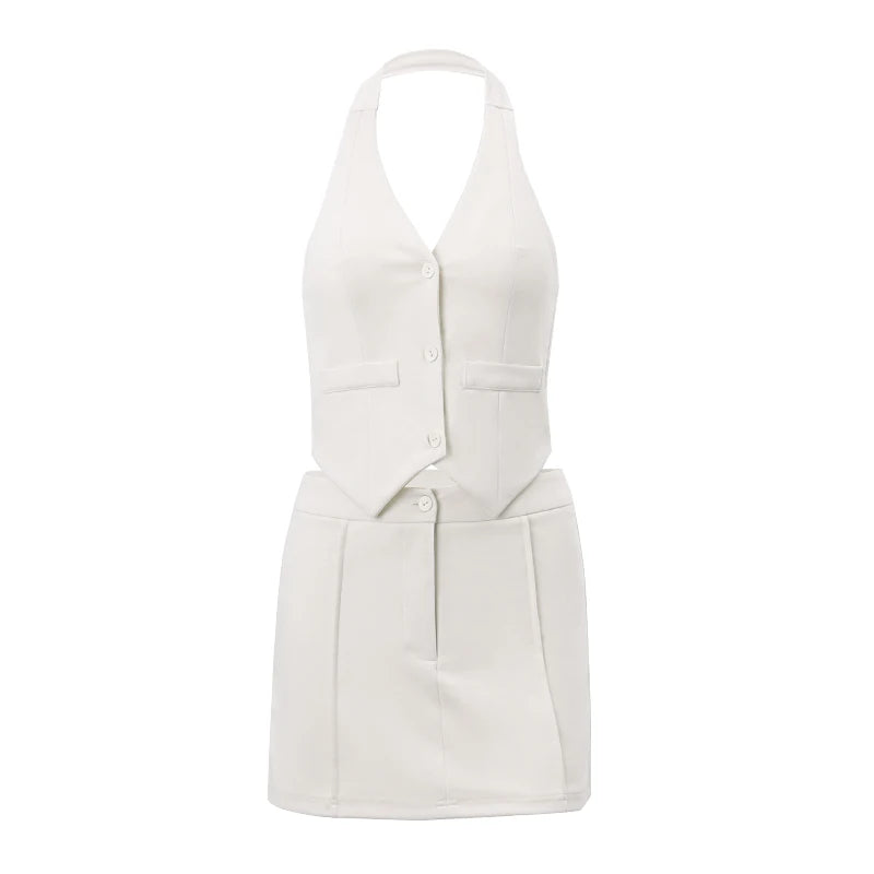 Candyhot Retro V Neck Sleeveless Tank & High Waist Bodycon Skirt Set
