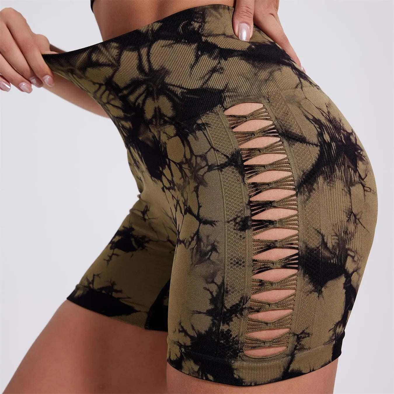 Tie-Dye High Waist Seamless Fitness Shorts for Women