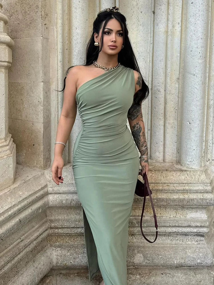 Summer Black Sleeveless Split Maxi Dress Sexy, Slim & Elegant
