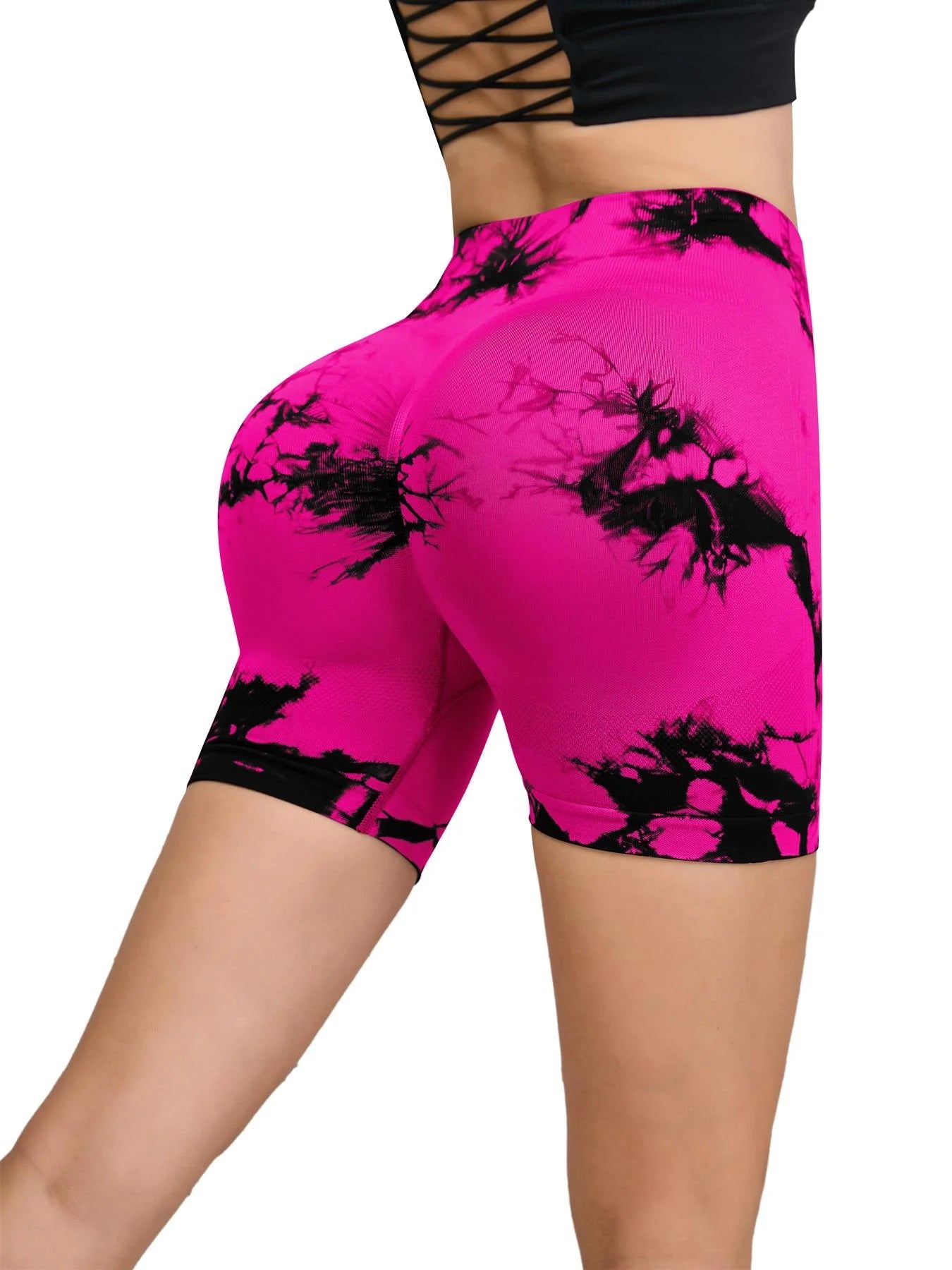 Tie-Dye High Waist Seamless Fitness Shorts for Women