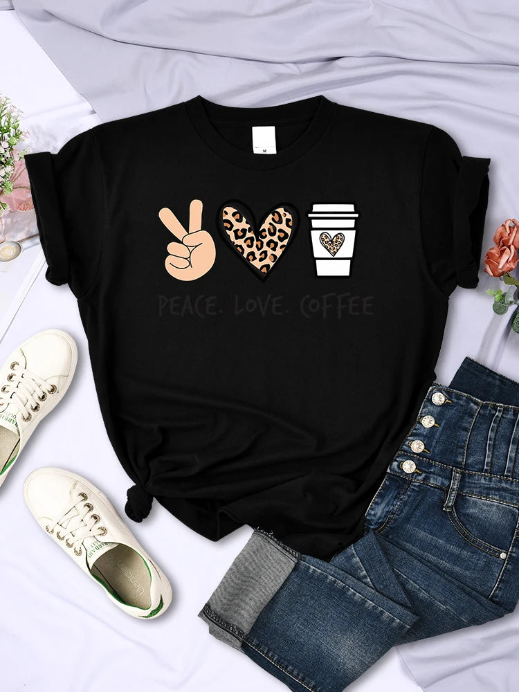 Peace Love Coffee Graphic Tee for Women