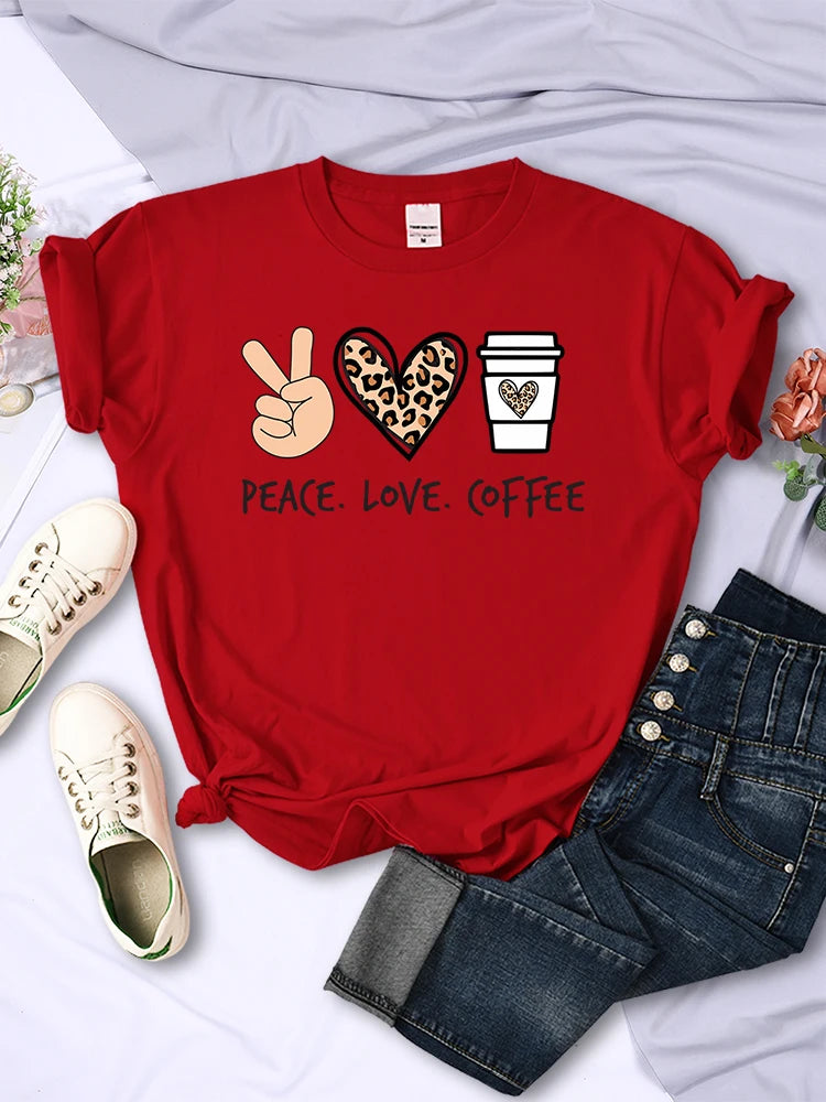 Peace Love Coffee Graphic Tee for Women