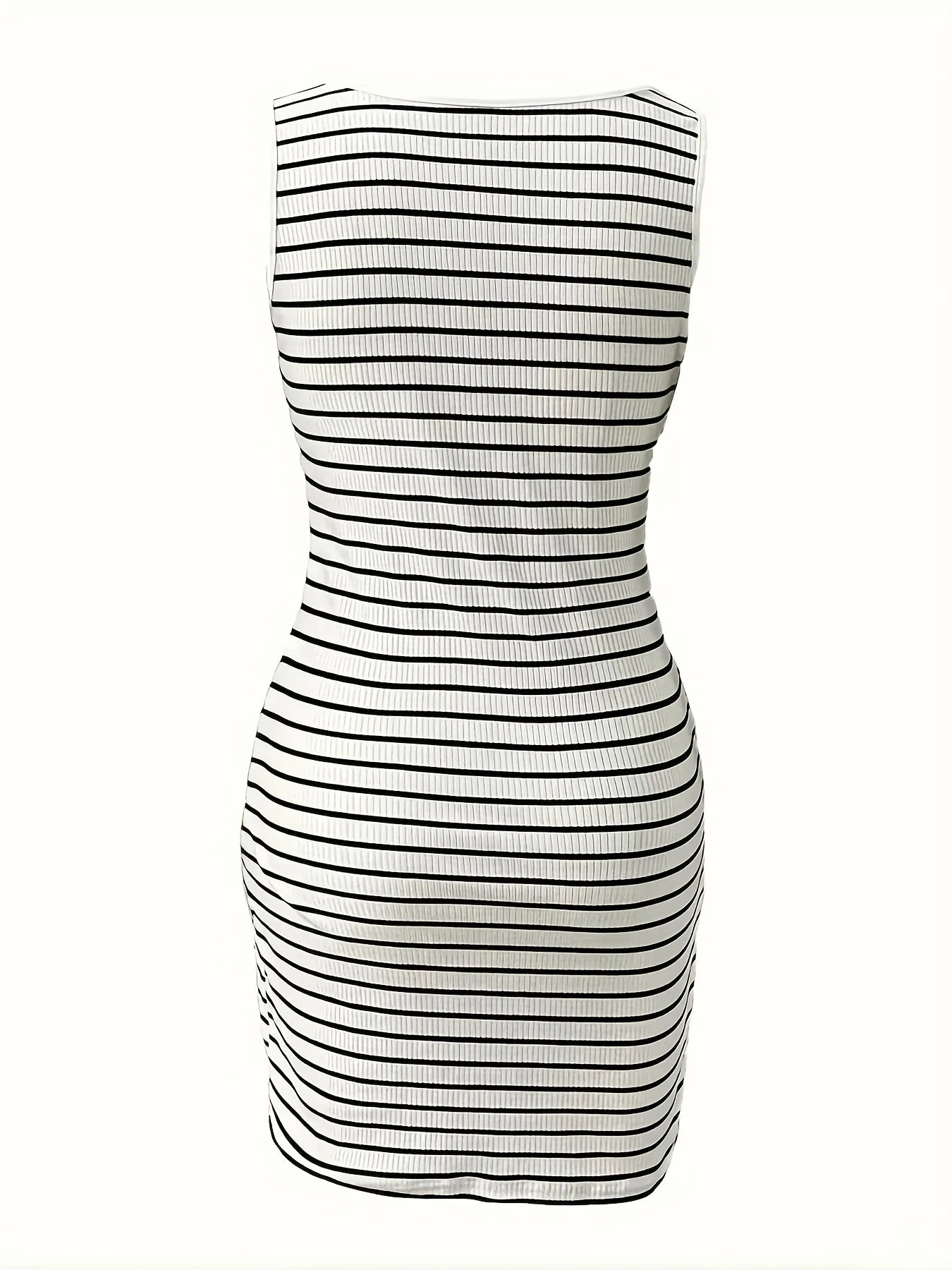 Women's Slim Fit Knitted Zipper Waist Dress Short Sleeve
