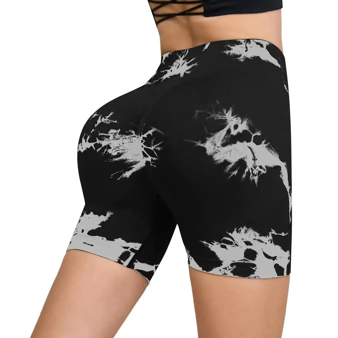 Tie-Dye High Waist Seamless Fitness Shorts for Women