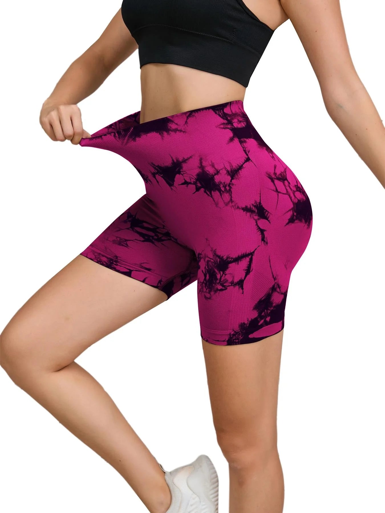 Tie-Dye High Waist Seamless Fitness Shorts for Women