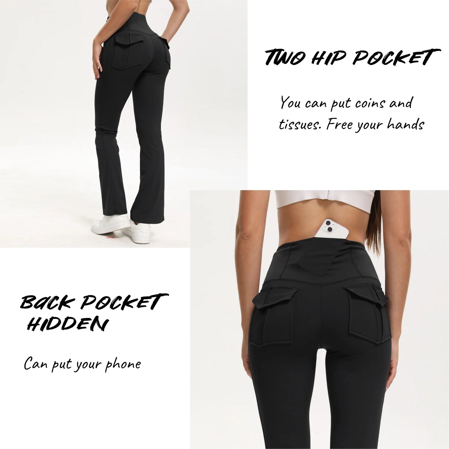 Women’s High Waist Wide Leg Yoga Leggings with Pockets