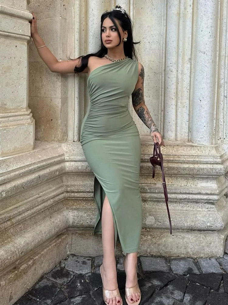 Summer Black Sleeveless Split Maxi Dress Sexy, Slim & Elegant