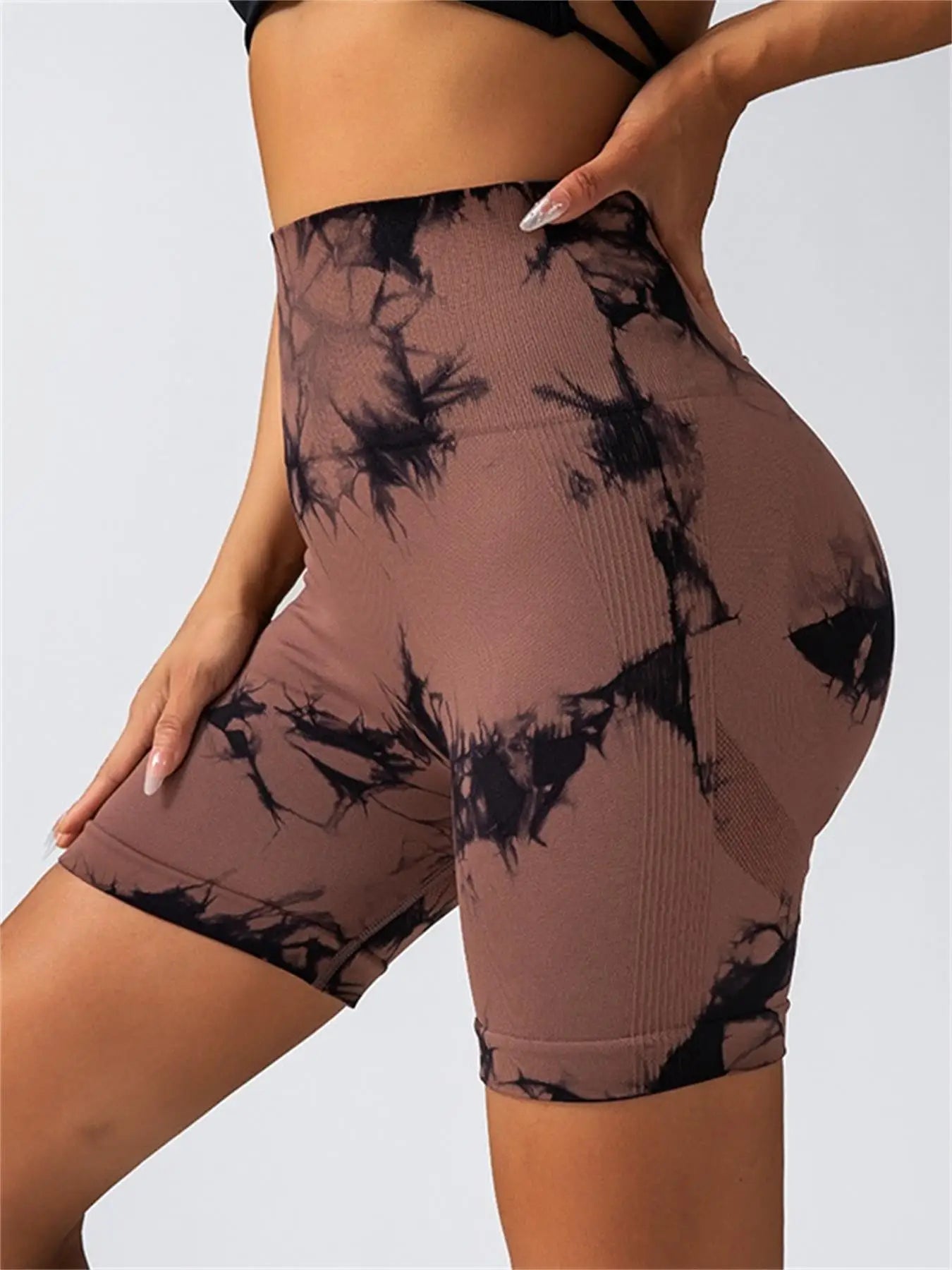 Tie-Dye High Waist Seamless Fitness Shorts for Women