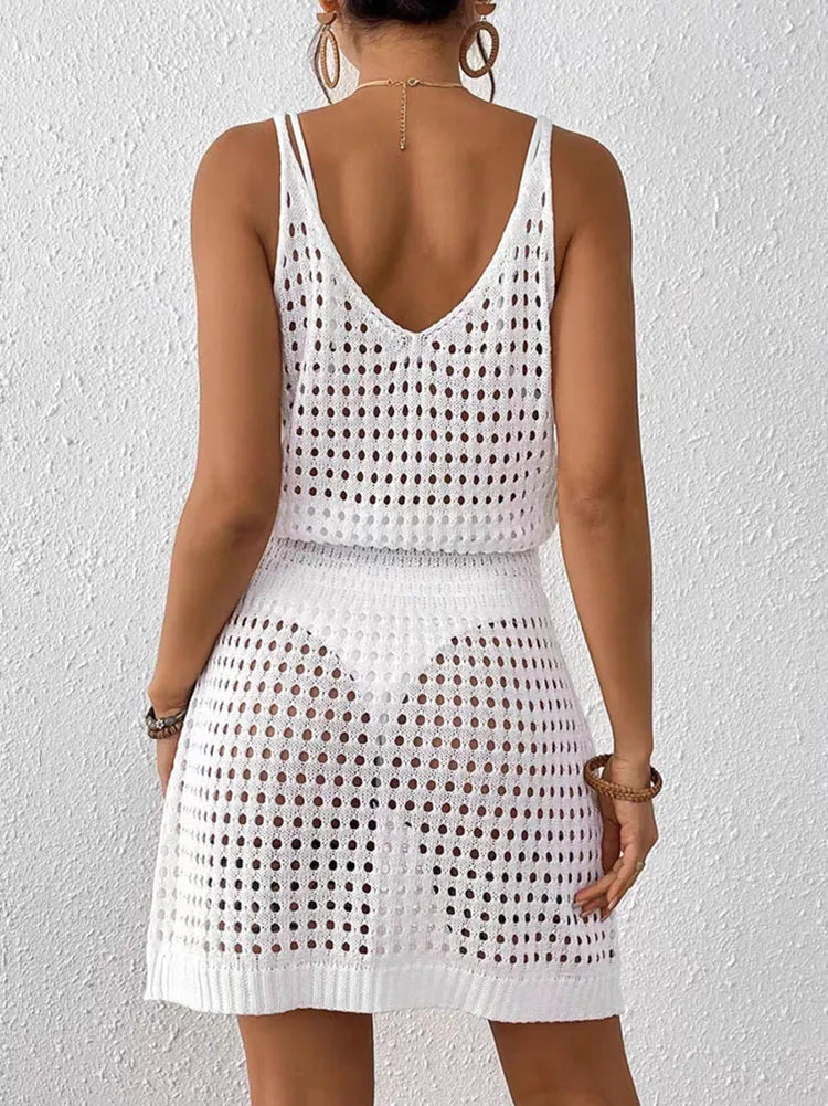 Shintimes Women Sexy Strappy Knitted Bodycon Mini Dress
