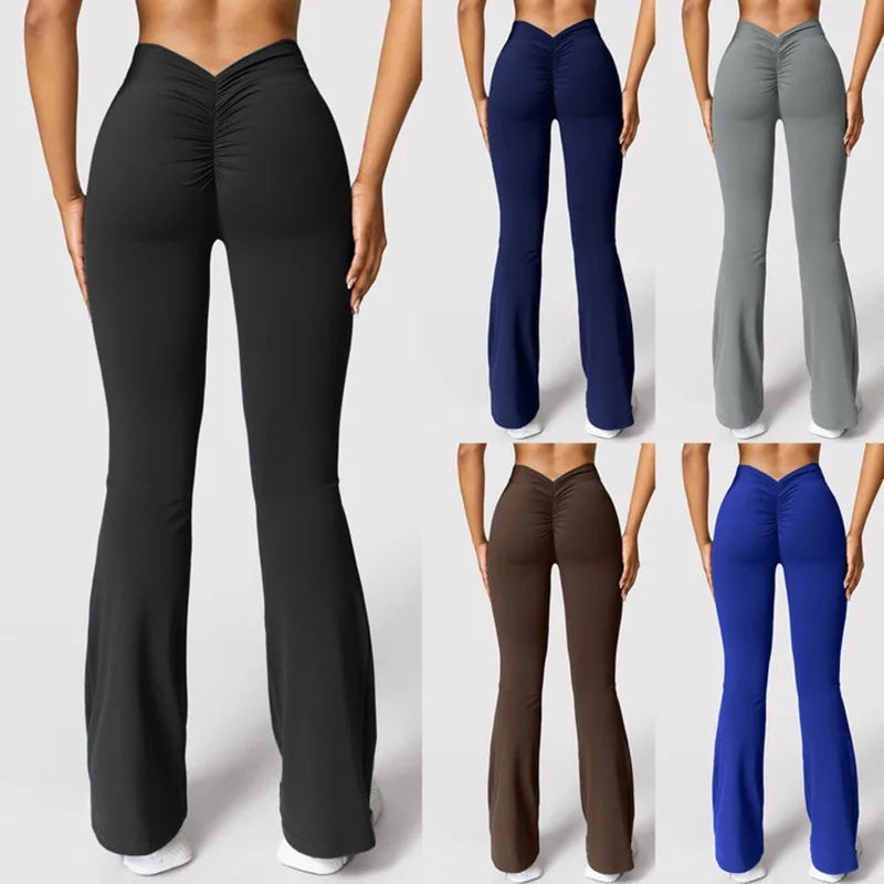 High Waist V Back Push Up Leggings for Women Slim Fit Gym & Casual Pants