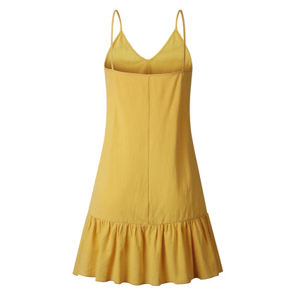 Women’s White Off Shoulder Spaghetti Strap Mini Summer Dress