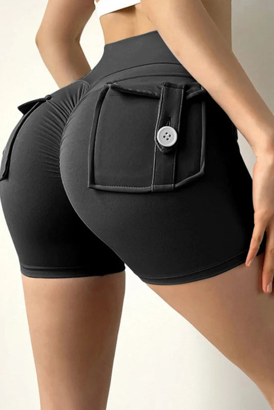Peach Butt Tight Fit Cargo Yoga Shorts Women's