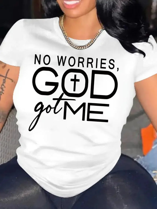Women’s Letter Print Crew Neck T Shirt Casual Short Sleeve for Spring & Summer