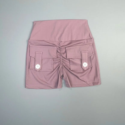Peach Butt Tight Fit Cargo Yoga Shorts Women's