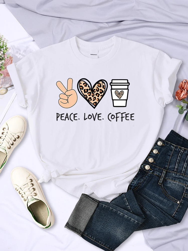 Peace Love Coffee Graphic Tee for Women