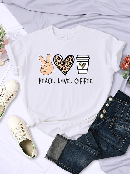 Peace Love Coffee Graphic Tee for Women