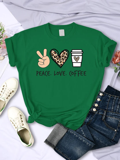 Peace Love Coffee Graphic Tee for Women