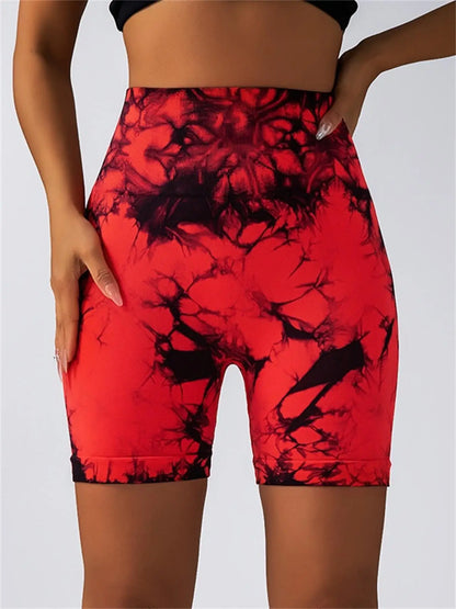 Tie-Dye High Waist Seamless Fitness Shorts for Women